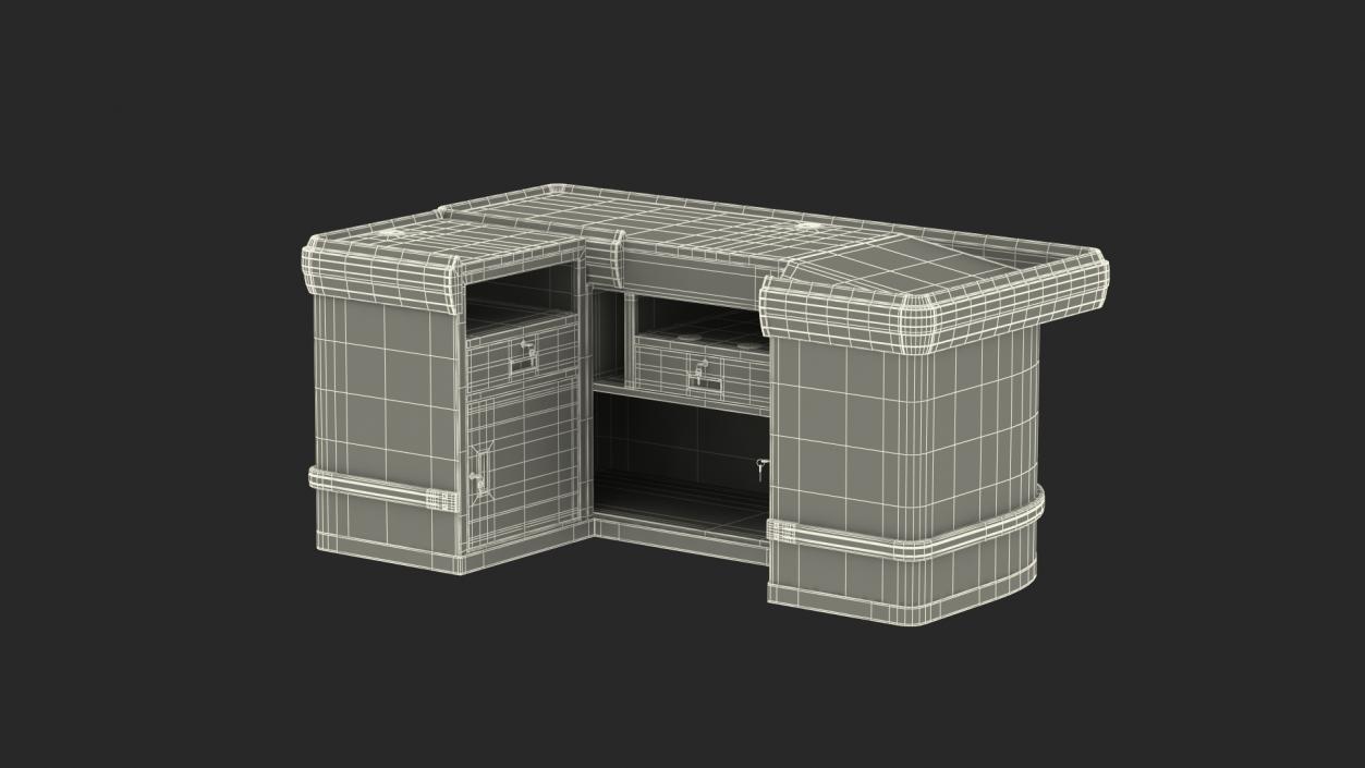 3D Retail Checkout Counter Dark Wood model