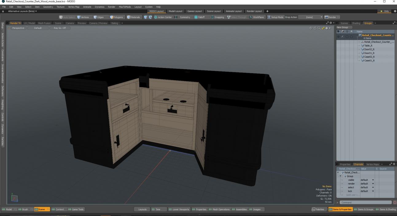 3D Retail Checkout Counter Dark Wood model