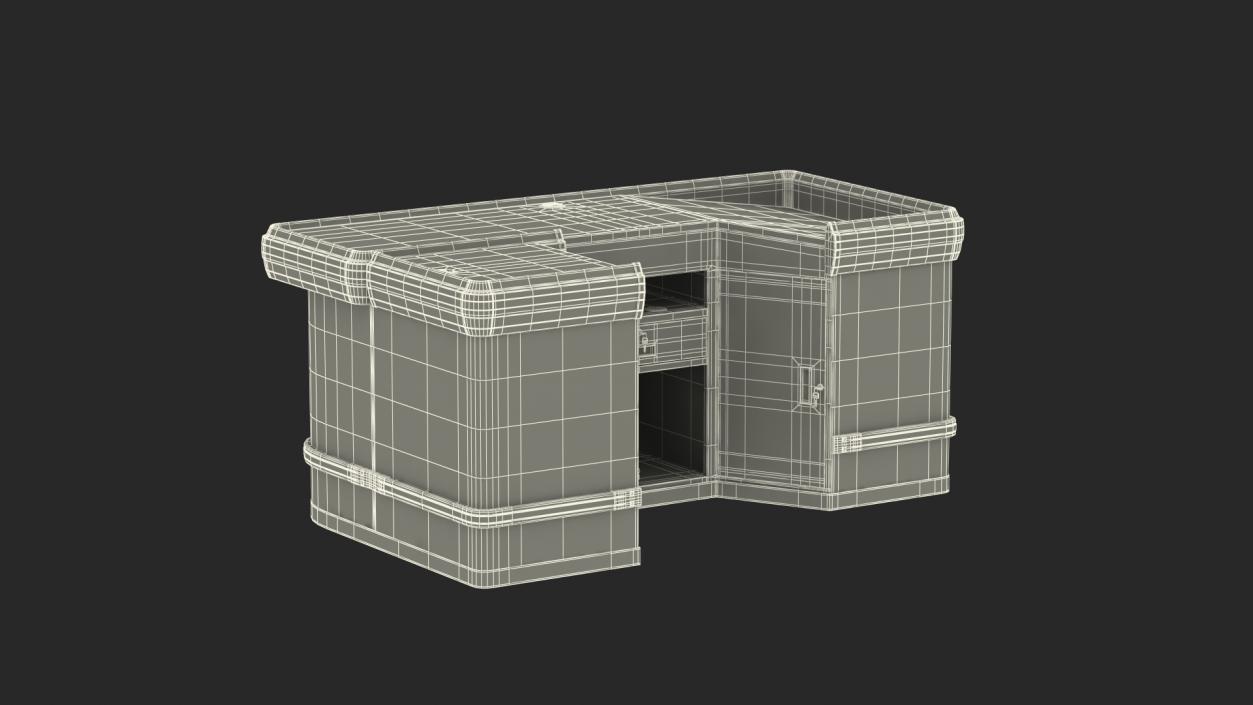 3D Retail Checkout Counter Dark Wood model