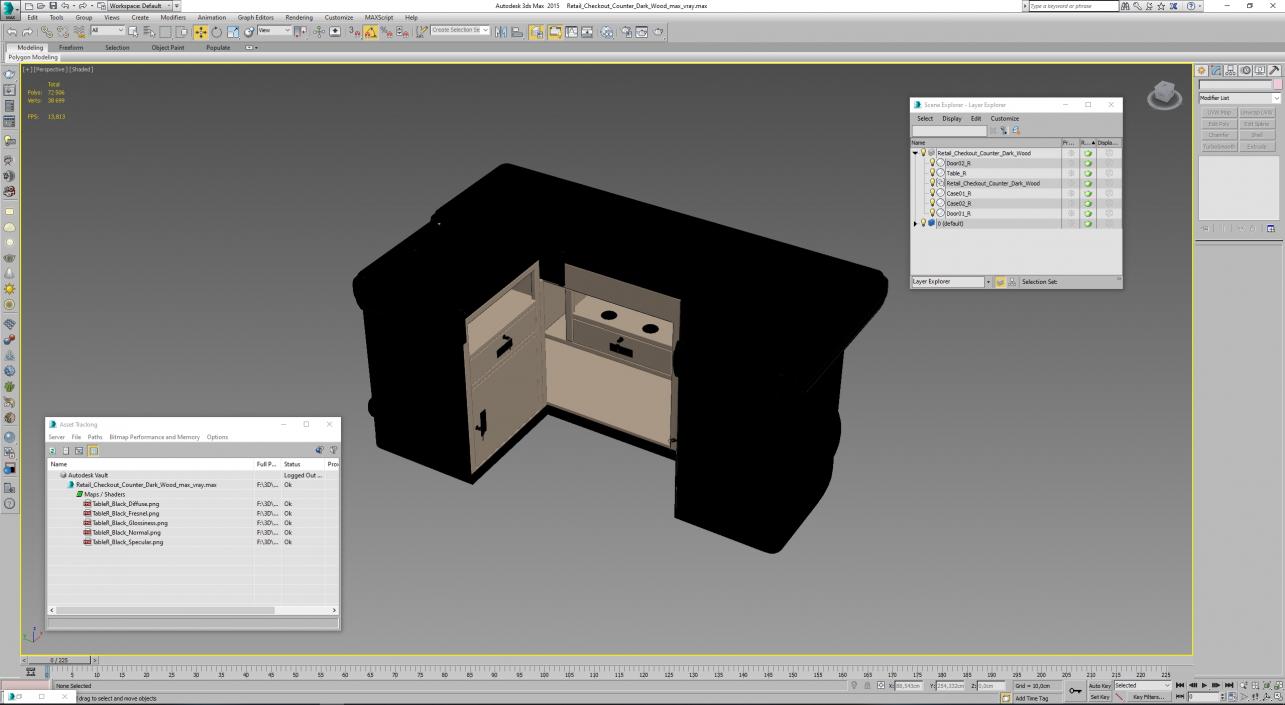 3D Retail Checkout Counter Dark Wood model