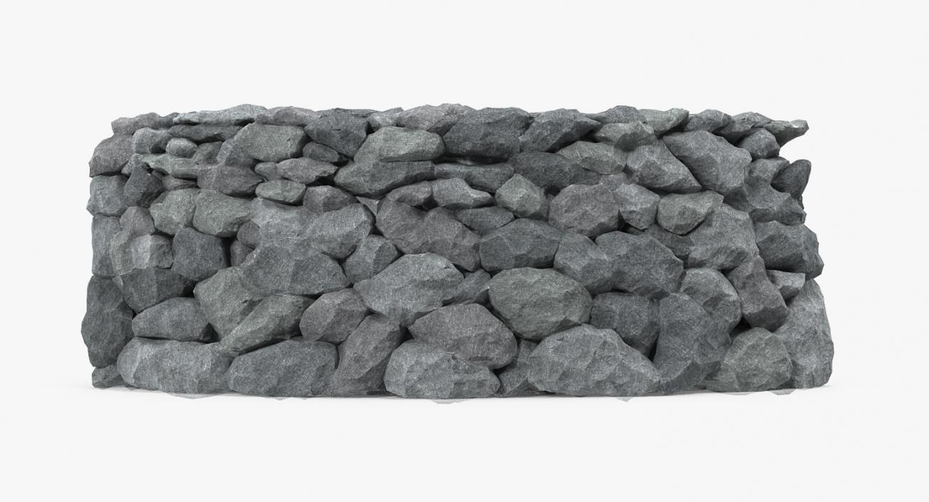 3D model Bend Grey Stone Wall