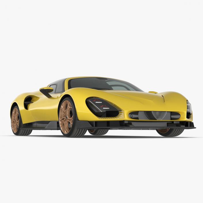 Luxurious Supercar Coupe Yellow Rigged for Maya 3D