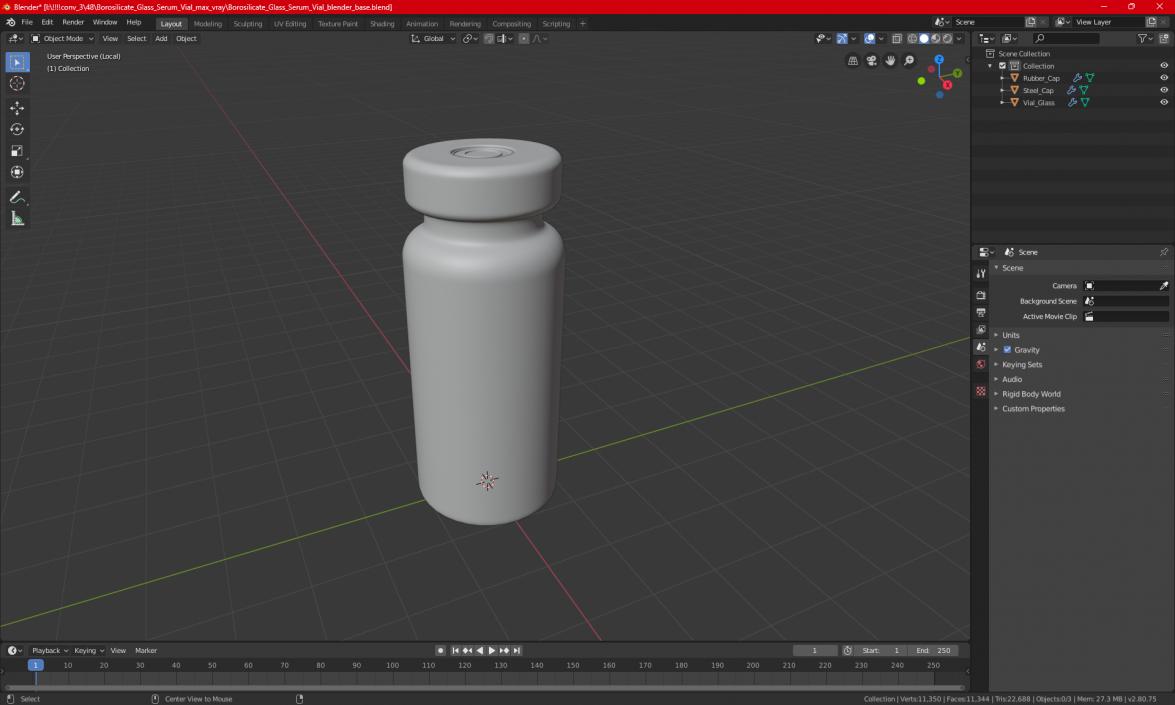 Borosilicate Glass Serum Vial 3D model