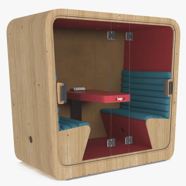 Wooden Soundproof Meeting Pod Loop 3D model