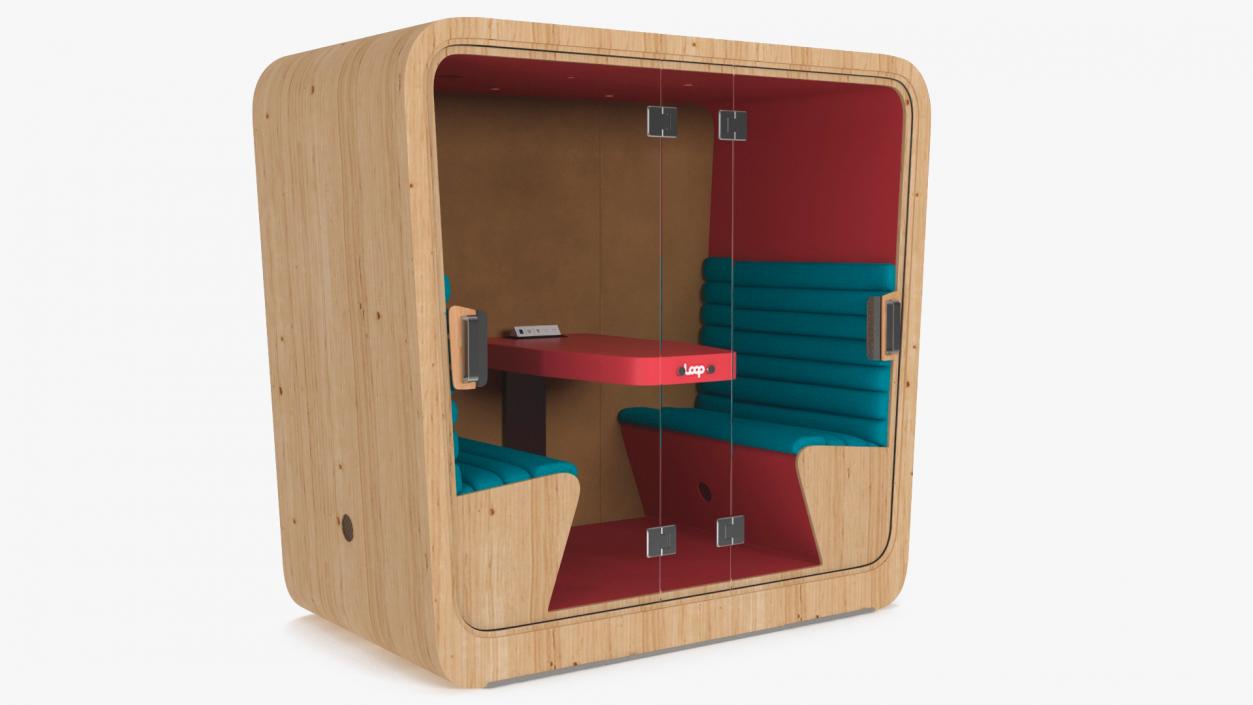 Wooden Soundproof Meeting Pod Loop 3D model