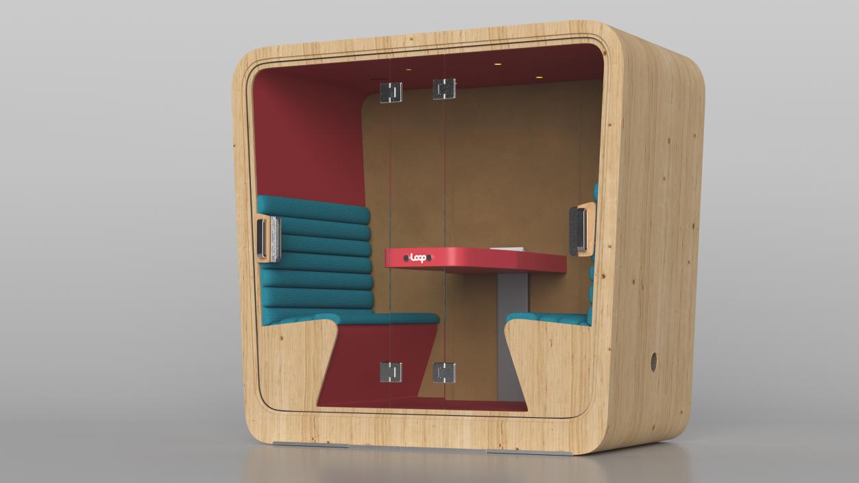 Wooden Soundproof Meeting Pod Loop 3D model