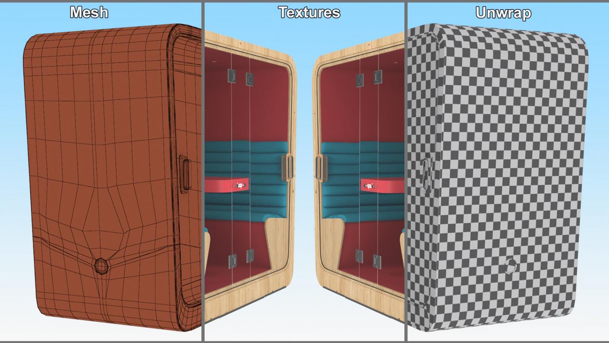 Wooden Soundproof Meeting Pod Loop 3D model