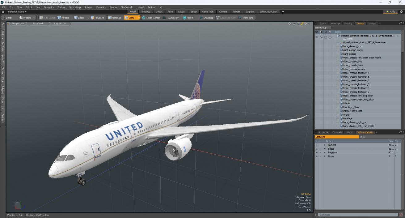 United Airlines Boeing 787-8 Dreamliner 3D model