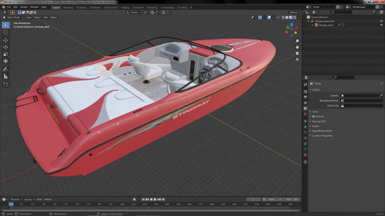 Stingray Boat Red 3D