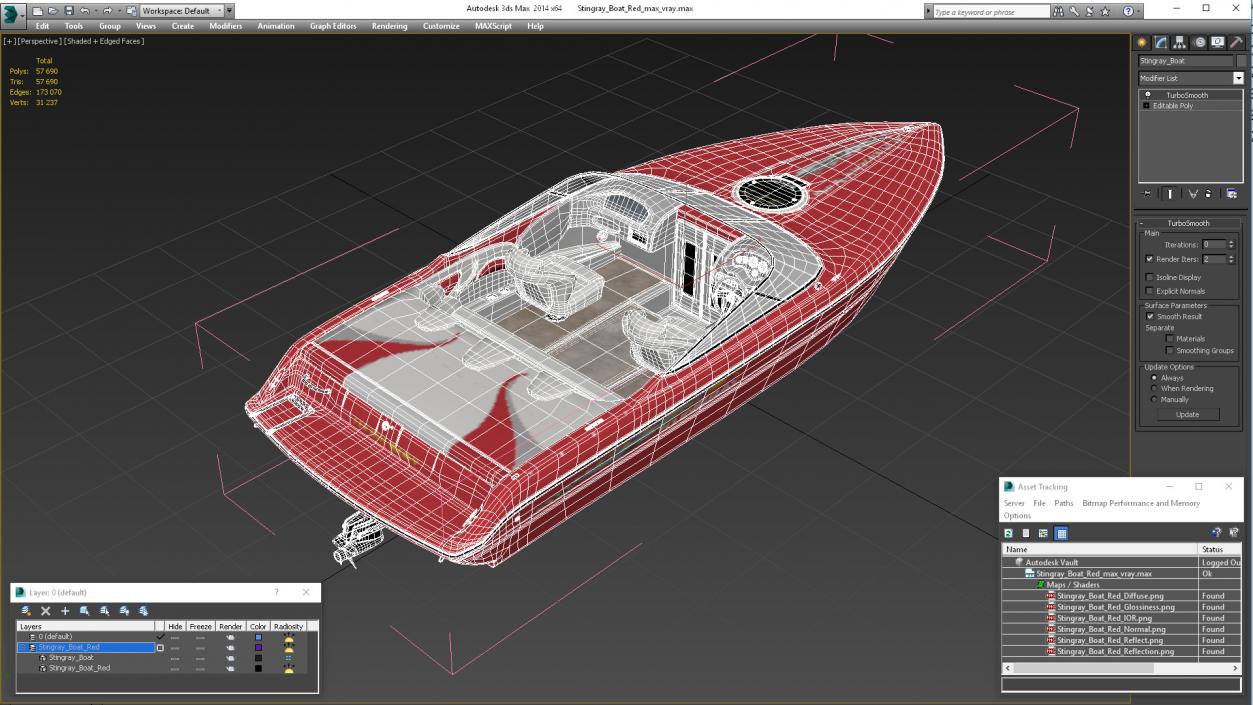 Stingray Boat Red 3D