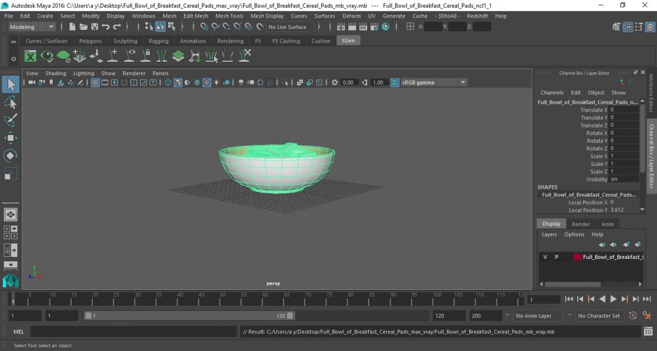 Full Bowl of Breakfast Cereal Pads 3D model