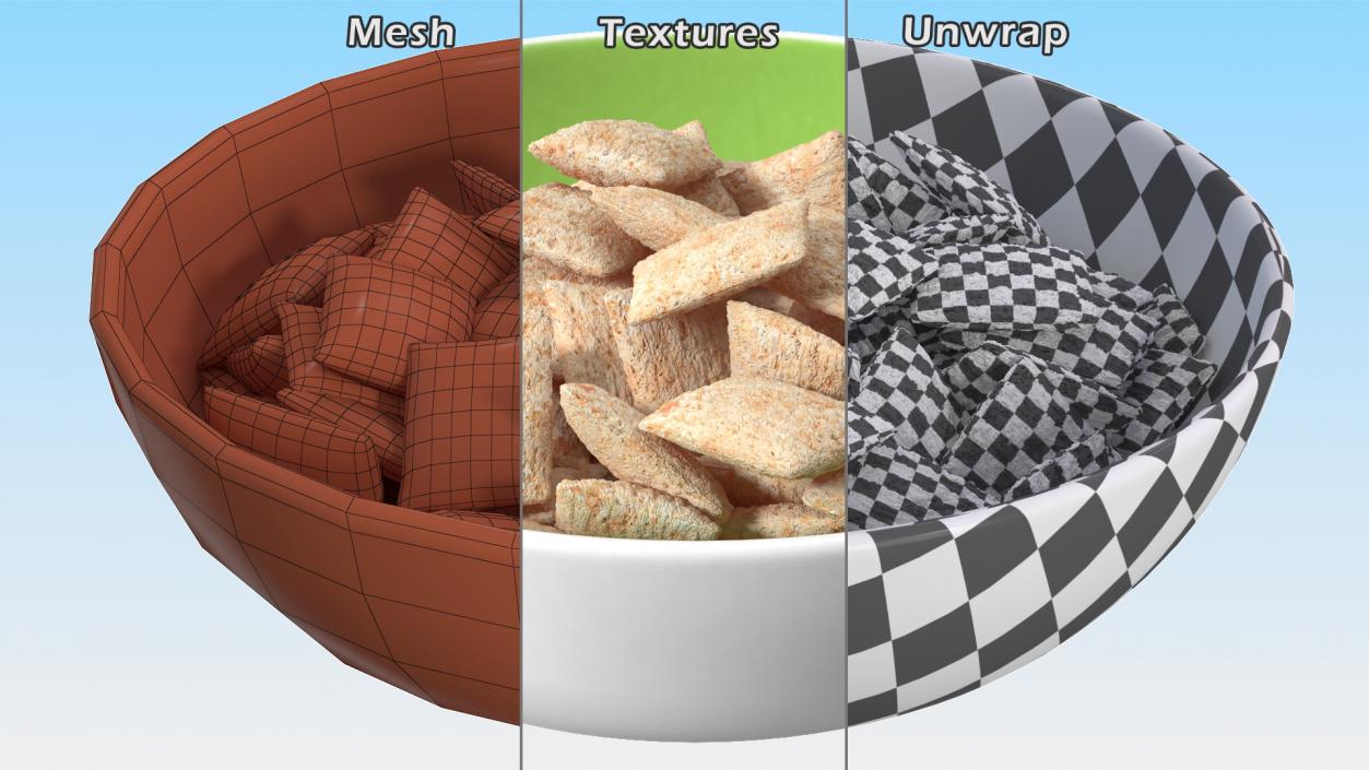 Full Bowl of Breakfast Cereal Pads 3D model