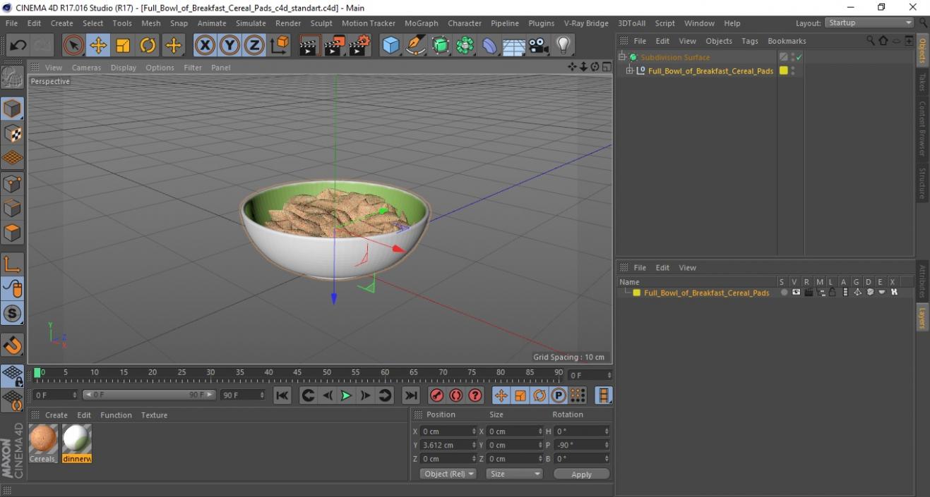 Full Bowl of Breakfast Cereal Pads 3D model