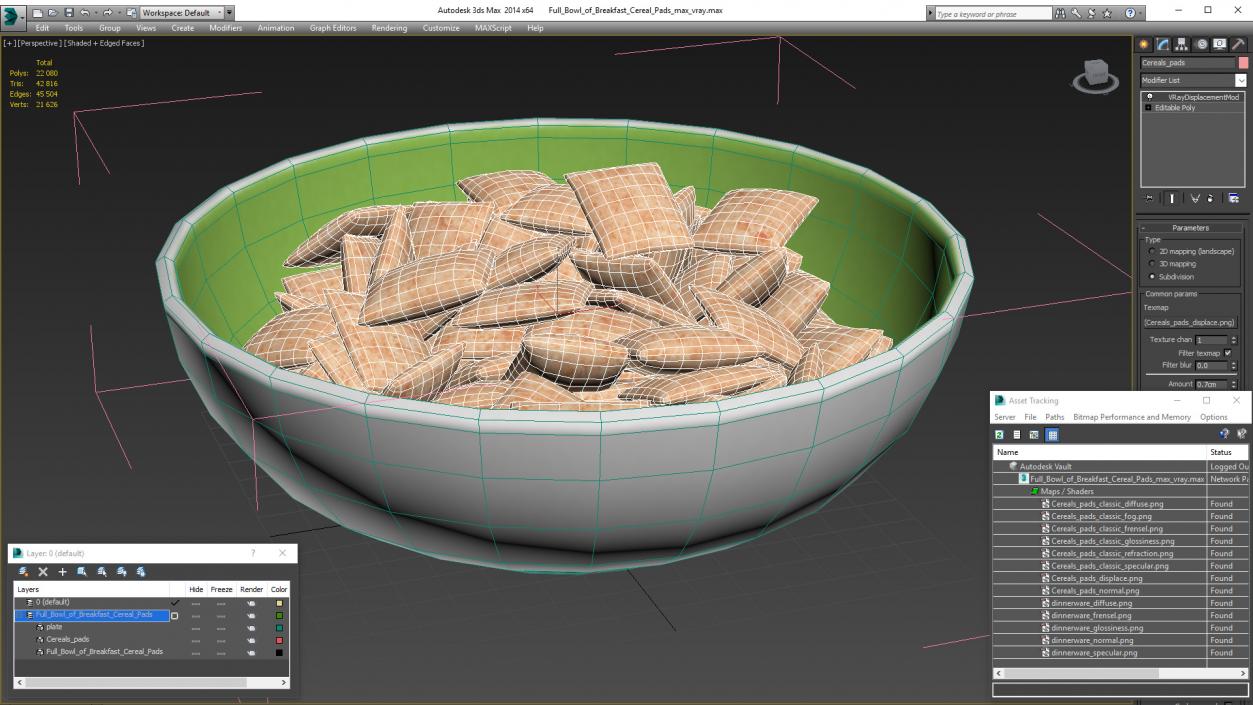 Full Bowl of Breakfast Cereal Pads 3D model