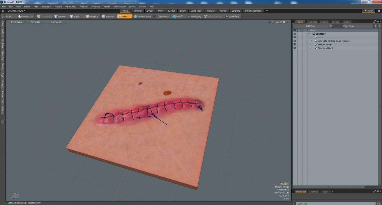 Skin with Medical Seam Open 3D