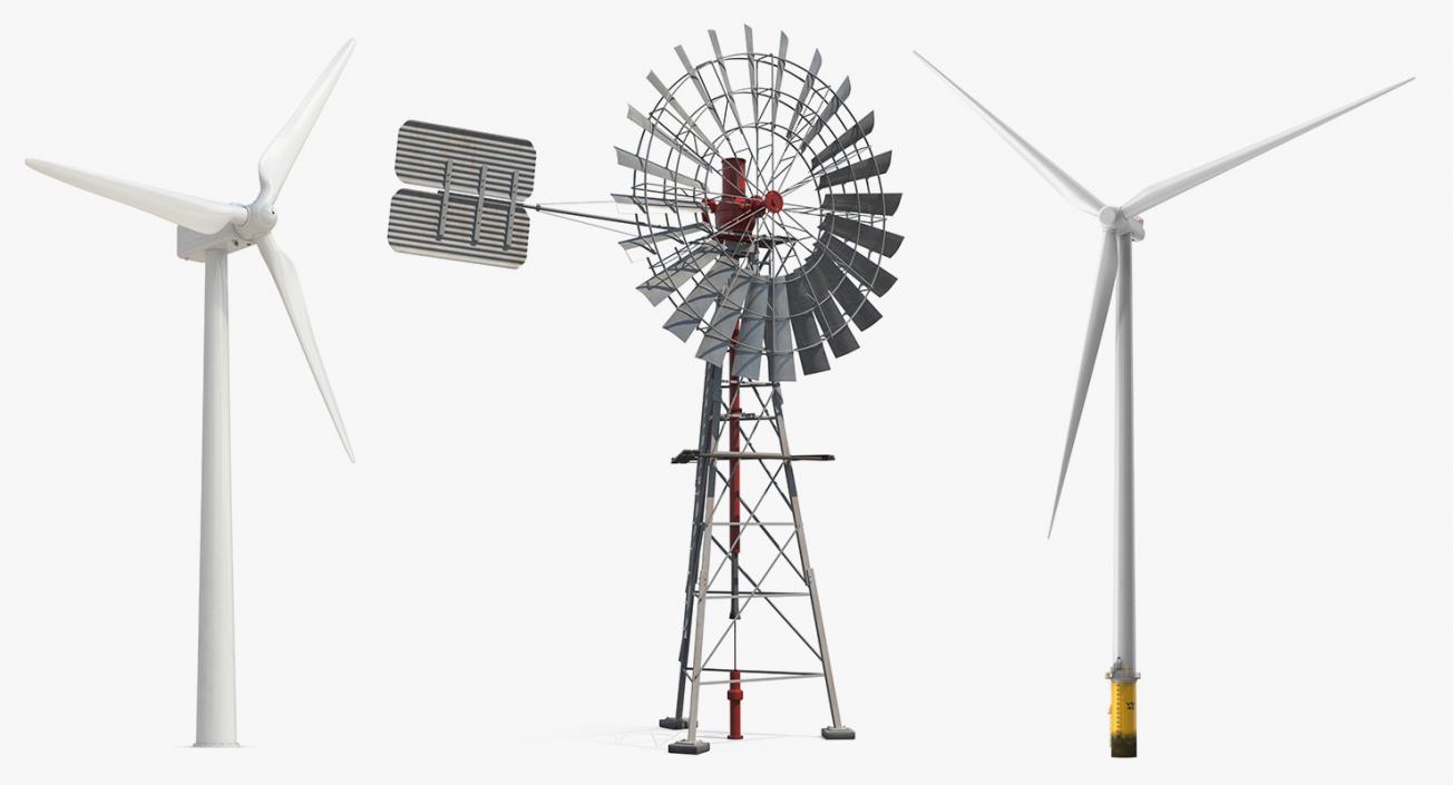 3D Wind Turbines Collection 2