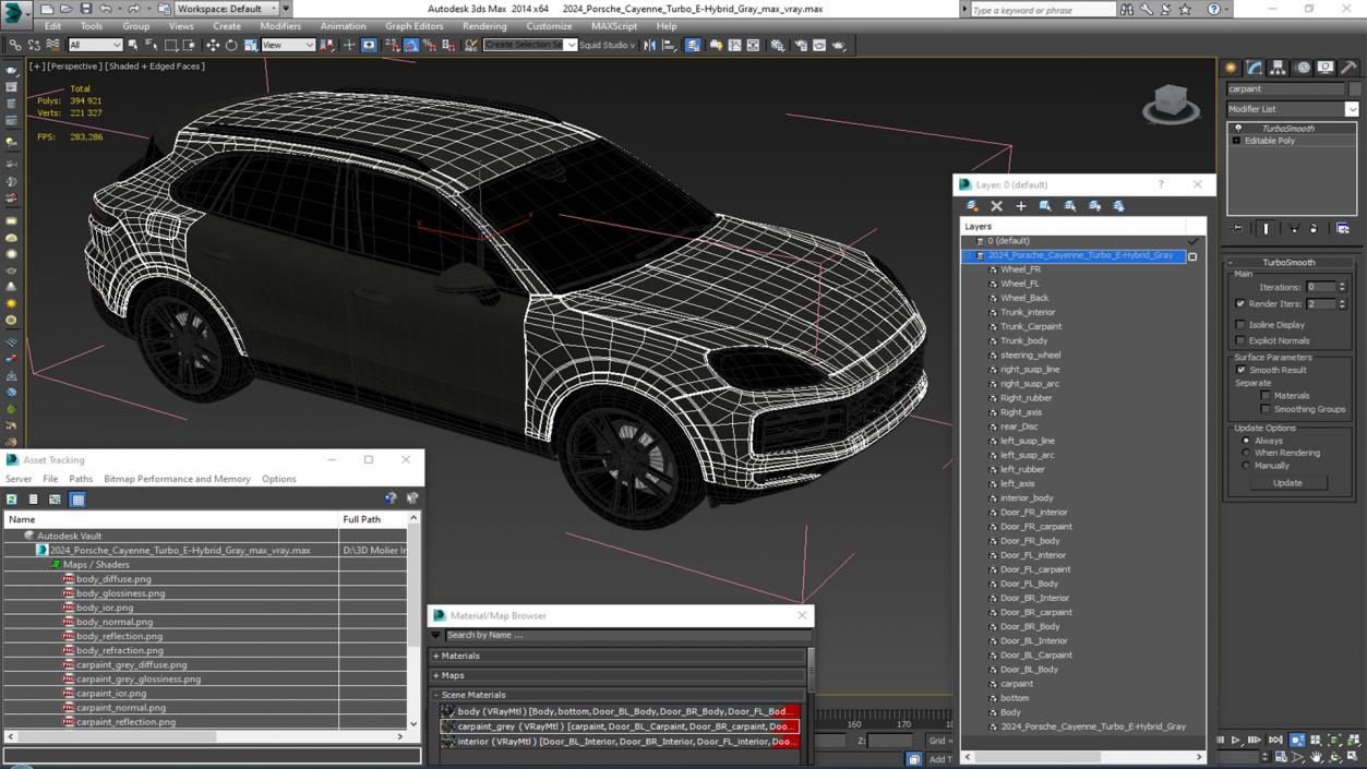 3D model 2024 Porsche Cayenne Turbo E-Hybrid Gray