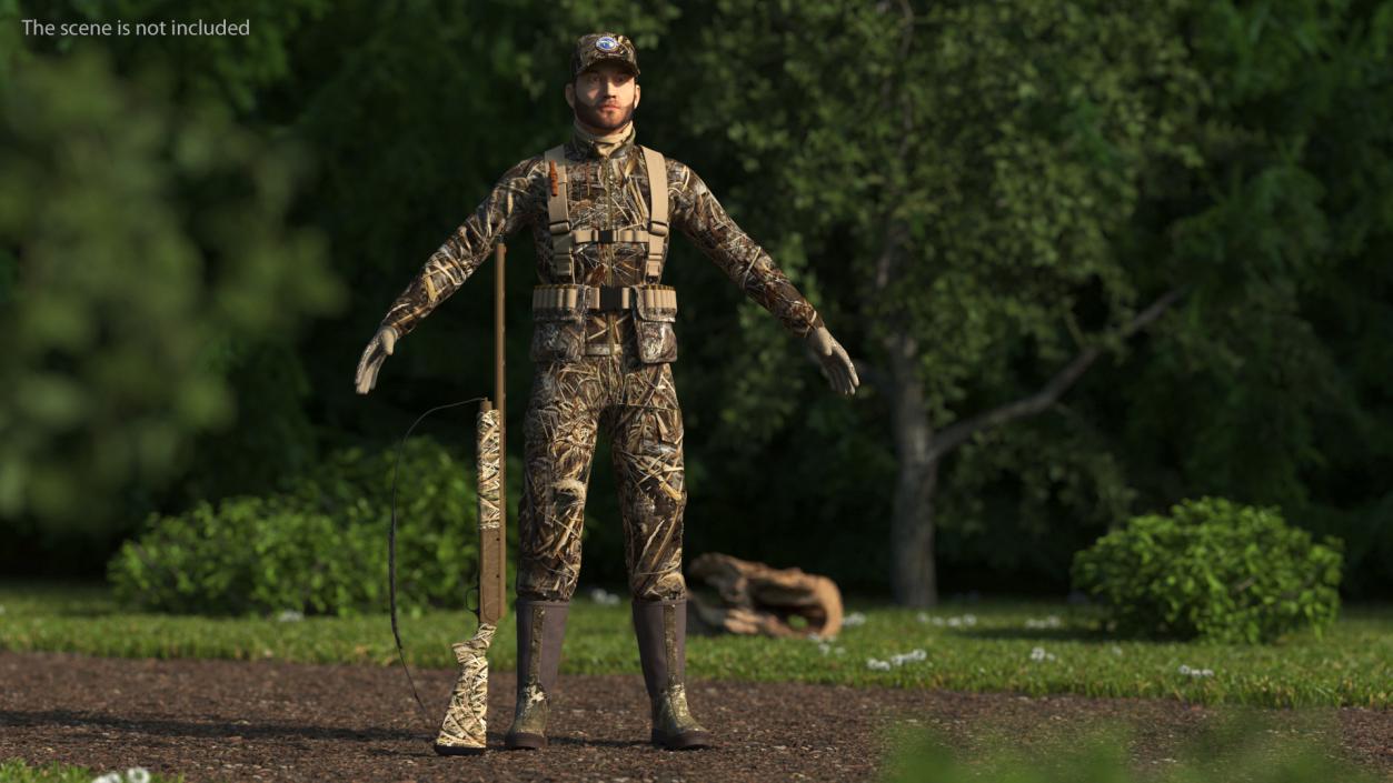 3D Duck Hunter in Grass Camo Fur Rigged