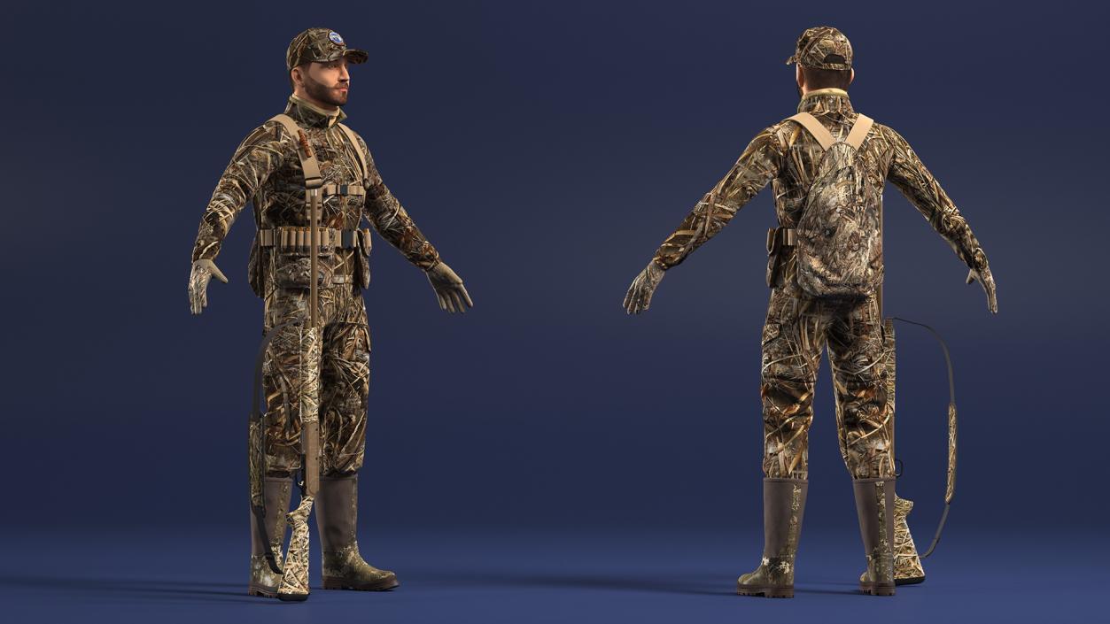 3D Duck Hunter in Grass Camo Fur Rigged