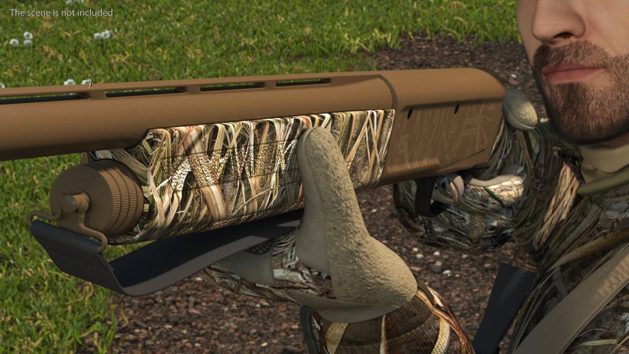 3D Duck Hunter in Grass Camo Fur Rigged