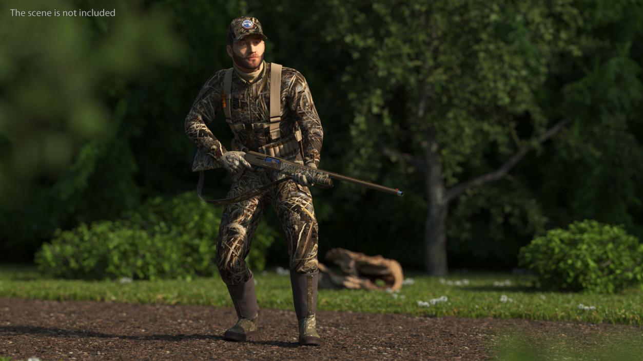 3D Duck Hunter in Grass Camo Fur Rigged