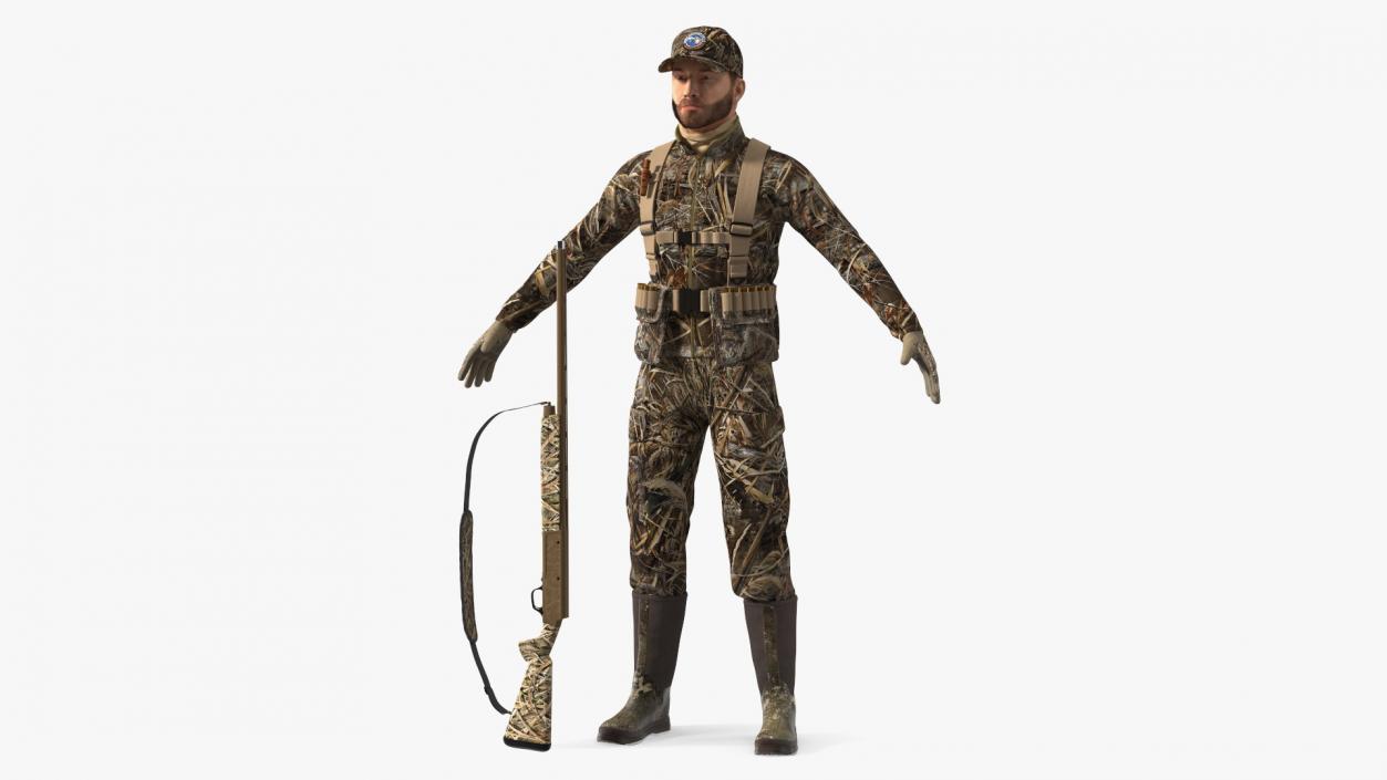 3D Duck Hunter in Grass Camo Fur Rigged