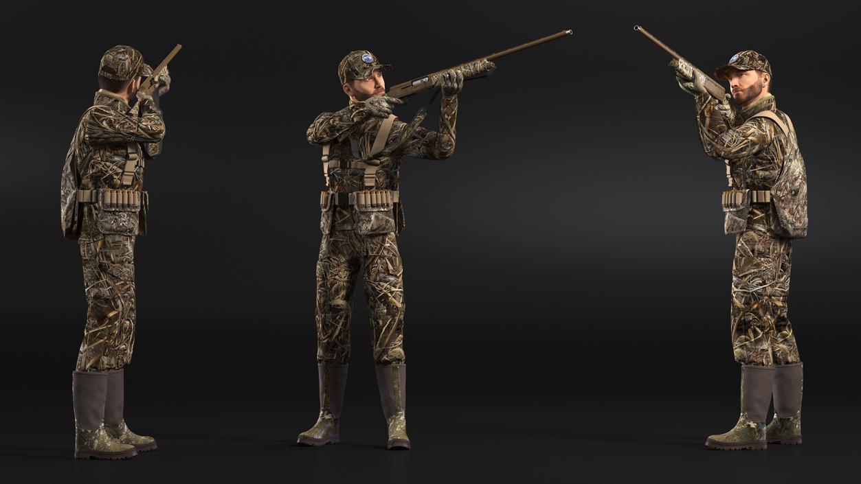 3D Duck Hunter in Grass Camo Fur Rigged