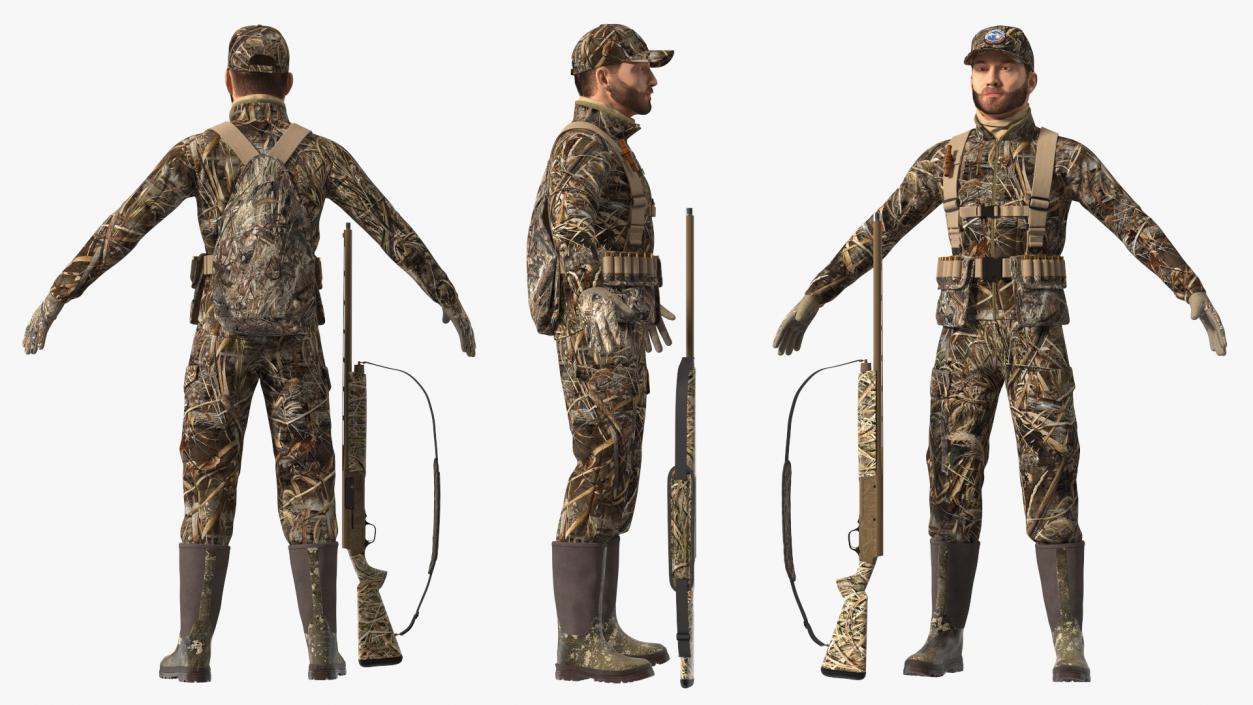 3D Duck Hunter in Grass Camo Fur Rigged