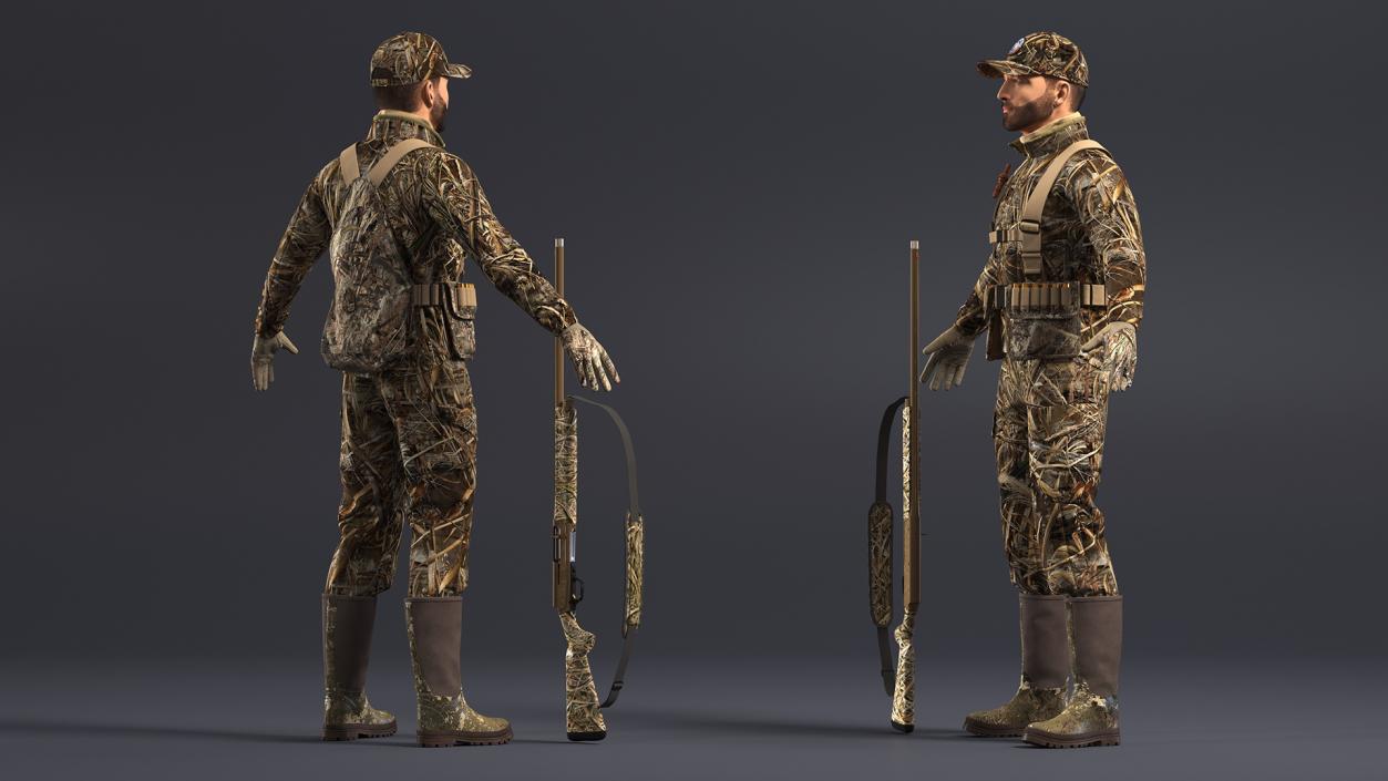 3D Duck Hunter in Grass Camo Fur Rigged