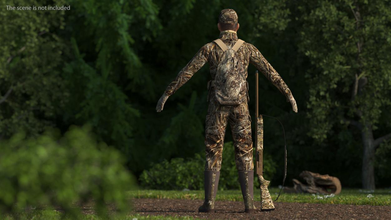 3D Duck Hunter in Grass Camo Fur Rigged