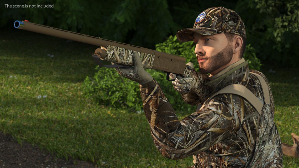 3D Duck Hunter in Grass Camo Fur Rigged