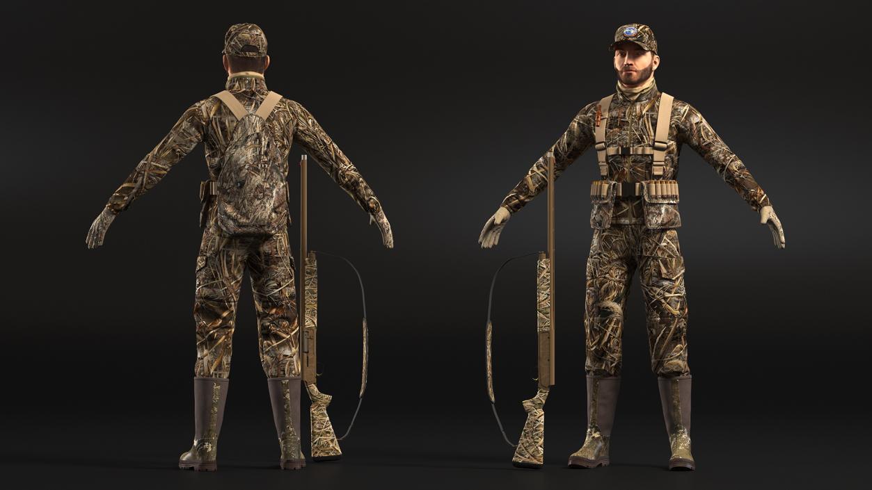 3D Duck Hunter in Grass Camo Fur Rigged