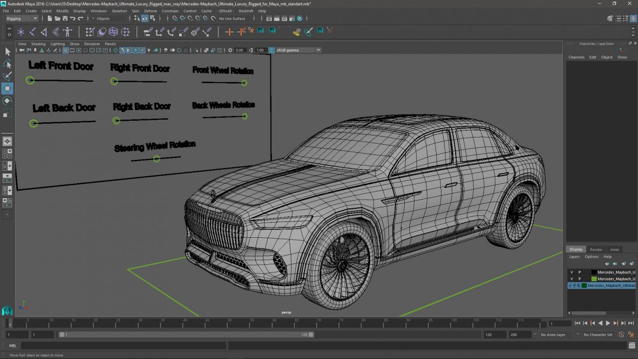 3D Mercedes-Maybach Ultimate Luxury Rigged for Maya model