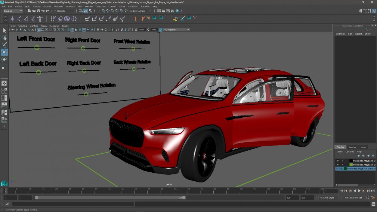 3D Mercedes-Maybach Ultimate Luxury Rigged for Maya model