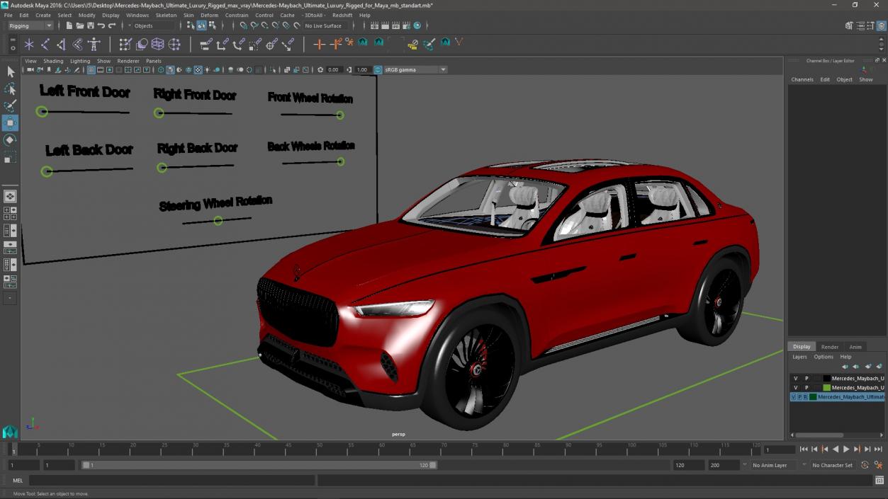 3D Mercedes-Maybach Ultimate Luxury Rigged for Maya model