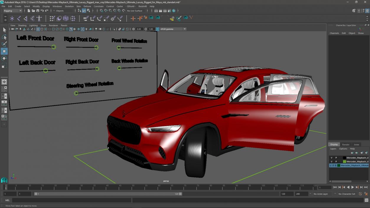 3D Mercedes-Maybach Ultimate Luxury Rigged for Maya model