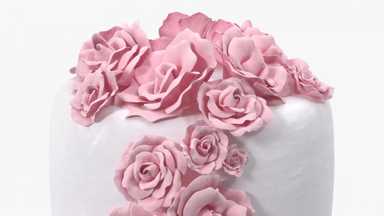 3D Multilevel Pink Wedding Cake with Flowers