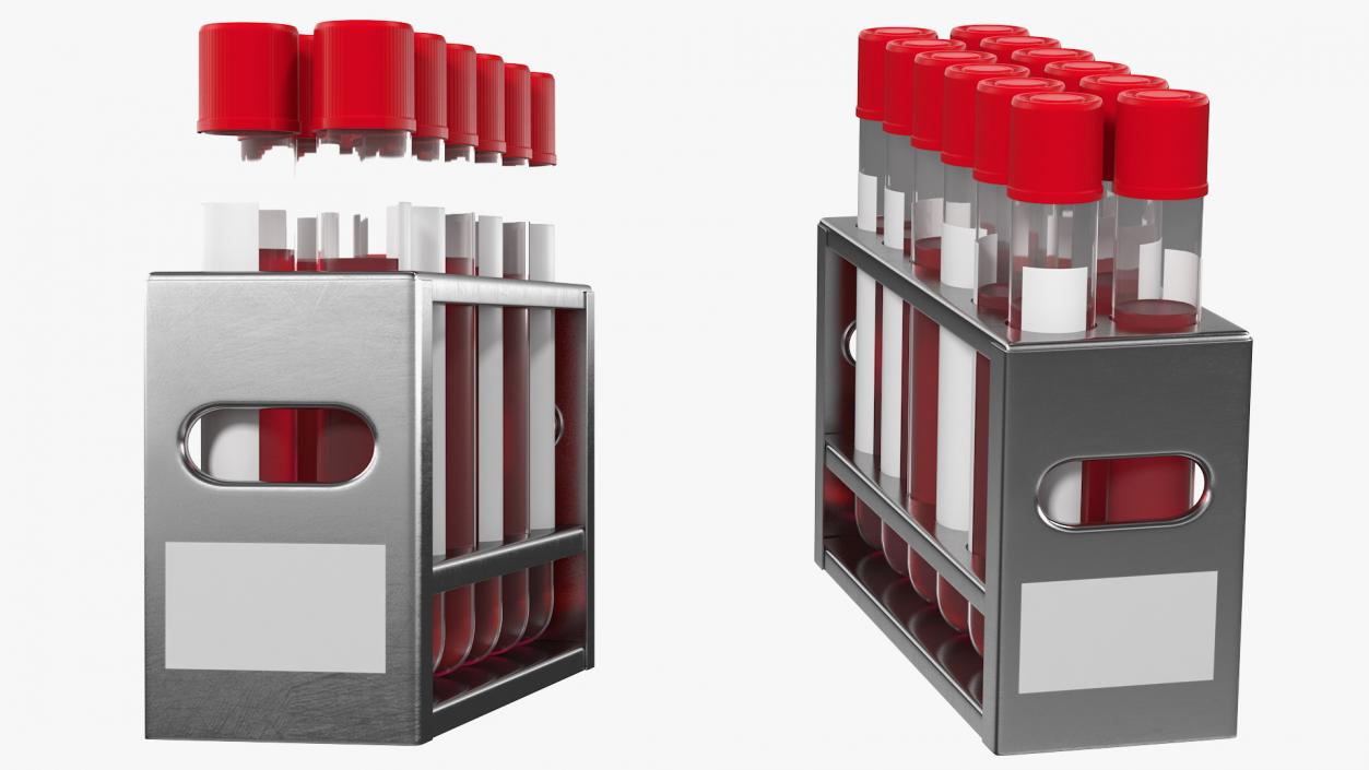 Stainless Steel Test Tube Rack with Blood Samples 3D model