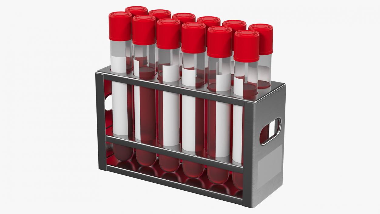 Stainless Steel Test Tube Rack with Blood Samples 3D model