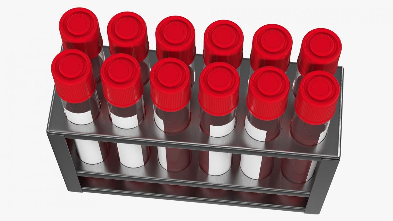 Stainless Steel Test Tube Rack with Blood Samples 3D model