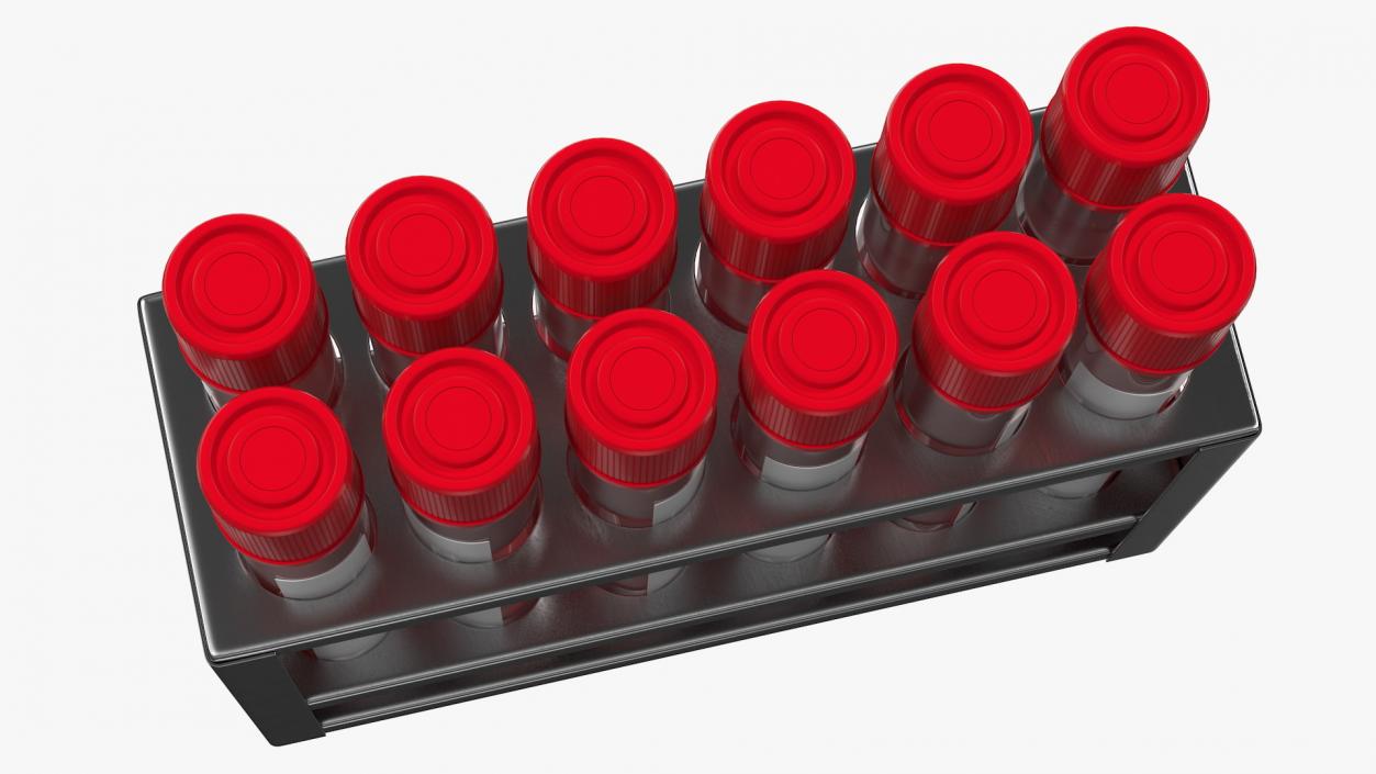 Stainless Steel Test Tube Rack with Blood Samples 3D model