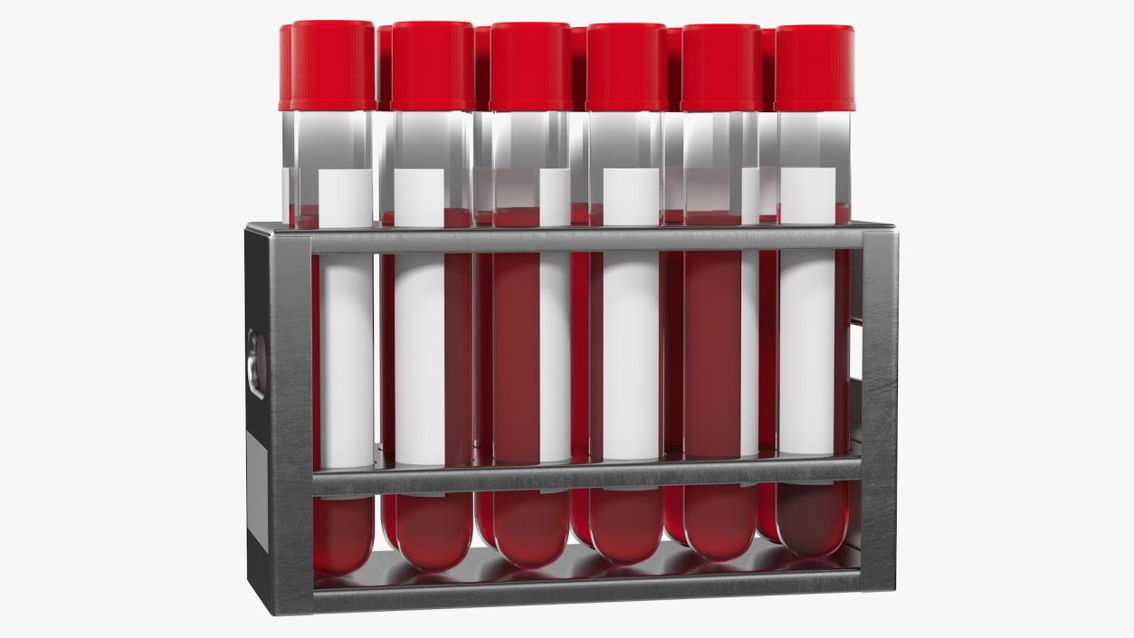 Stainless Steel Test Tube Rack with Blood Samples 3D model