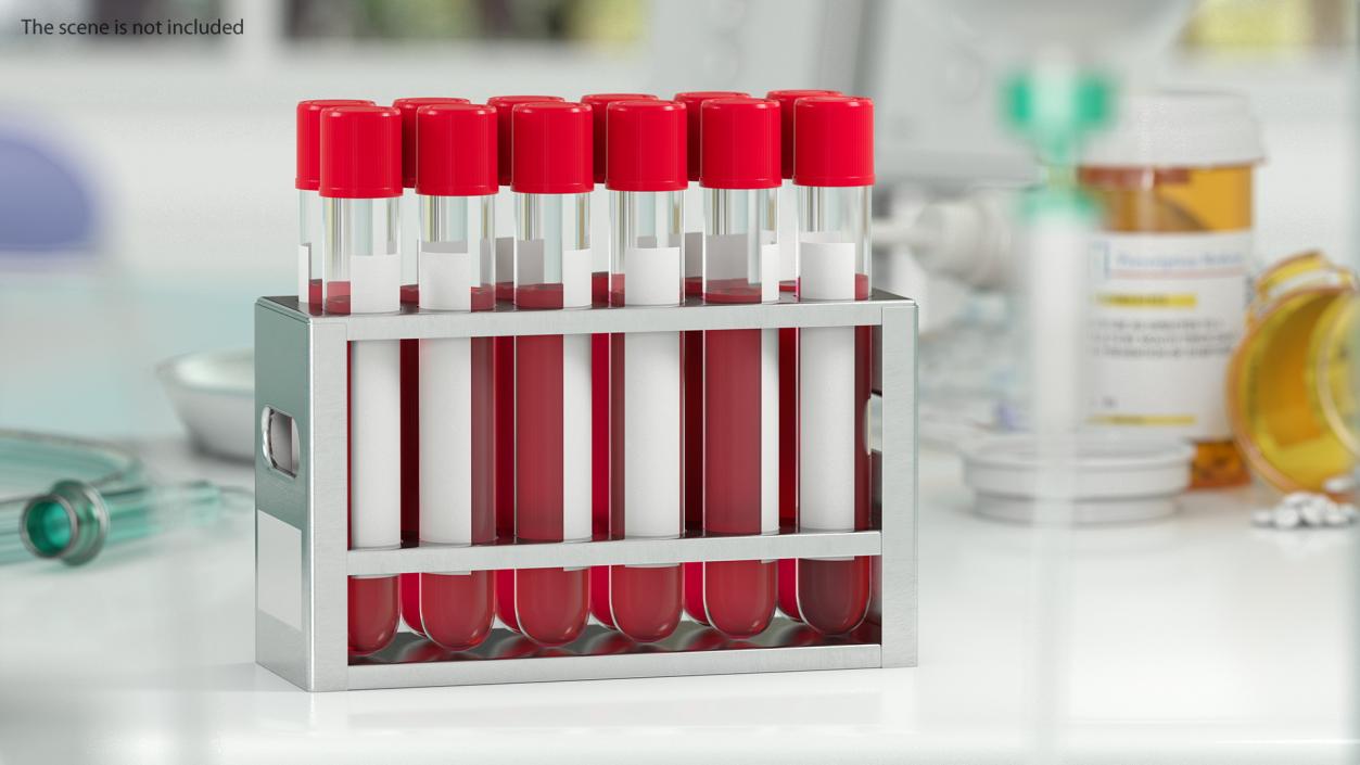 Stainless Steel Test Tube Rack with Blood Samples 3D model