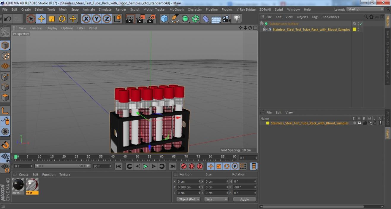 Stainless Steel Test Tube Rack with Blood Samples 3D model