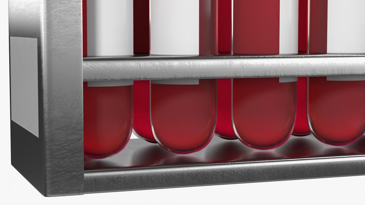 Stainless Steel Test Tube Rack with Blood Samples 3D model