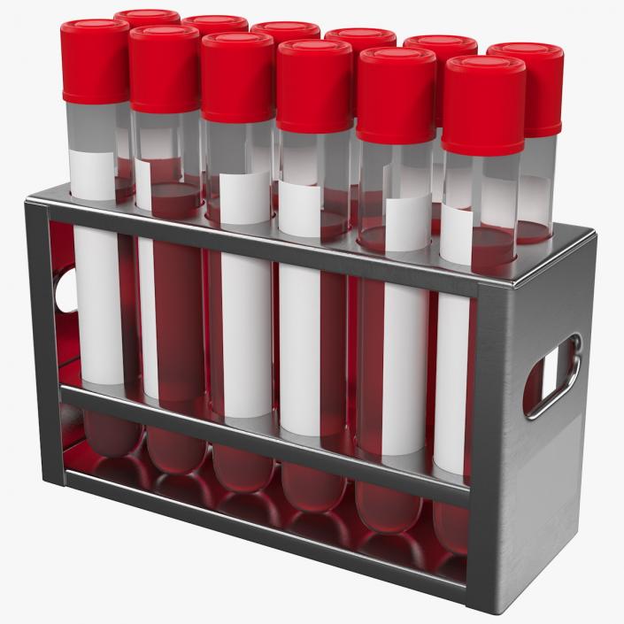 Stainless Steel Test Tube Rack with Blood Samples 3D model