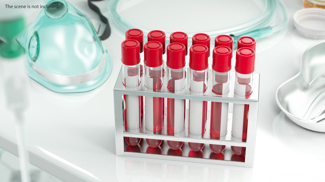 Stainless Steel Test Tube Rack with Blood Samples 3D model