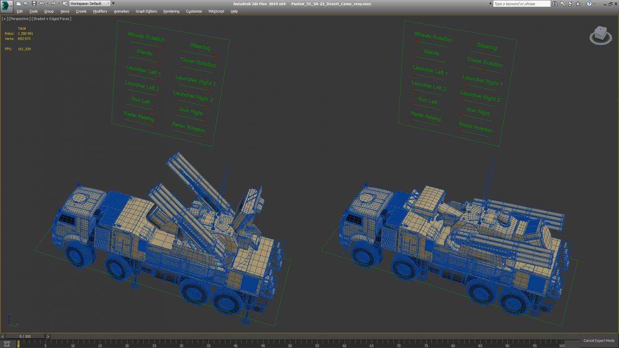 3D model Pantsir S1 SA-22 Desert Camo Rigged