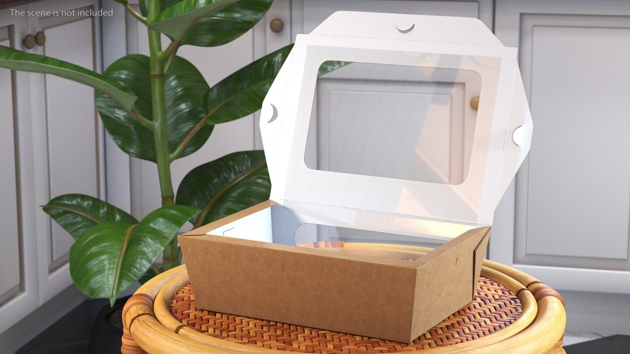 Opened Kraft Food Box with Window Set 3D