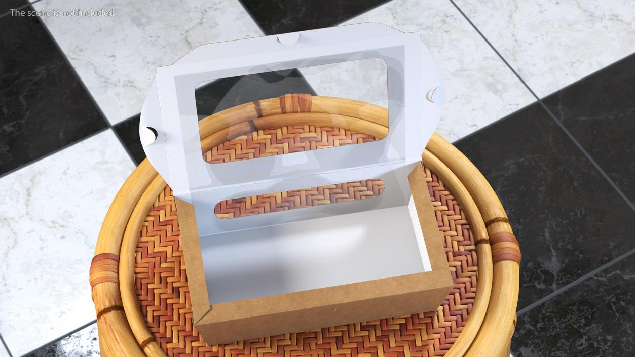 Opened Kraft Food Box with Window Set 3D